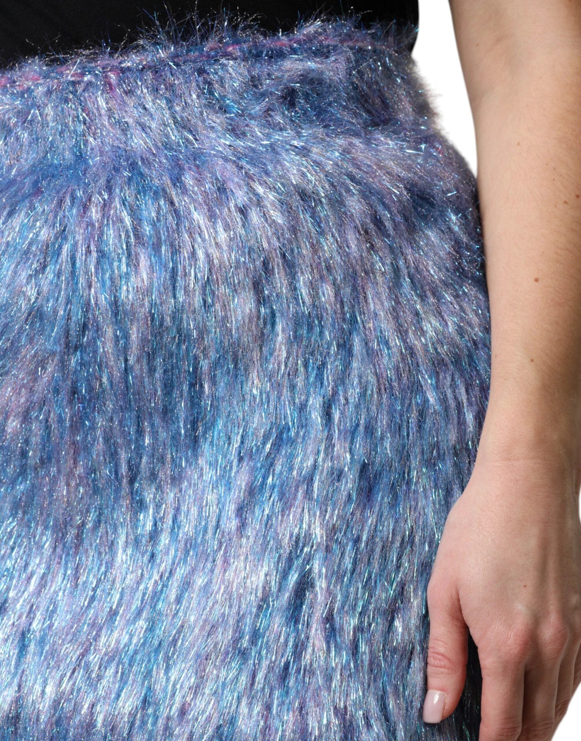 Dolce & Gabbana Multicolor Plush High Waist Mini Skirt by Dolce & Gabbana