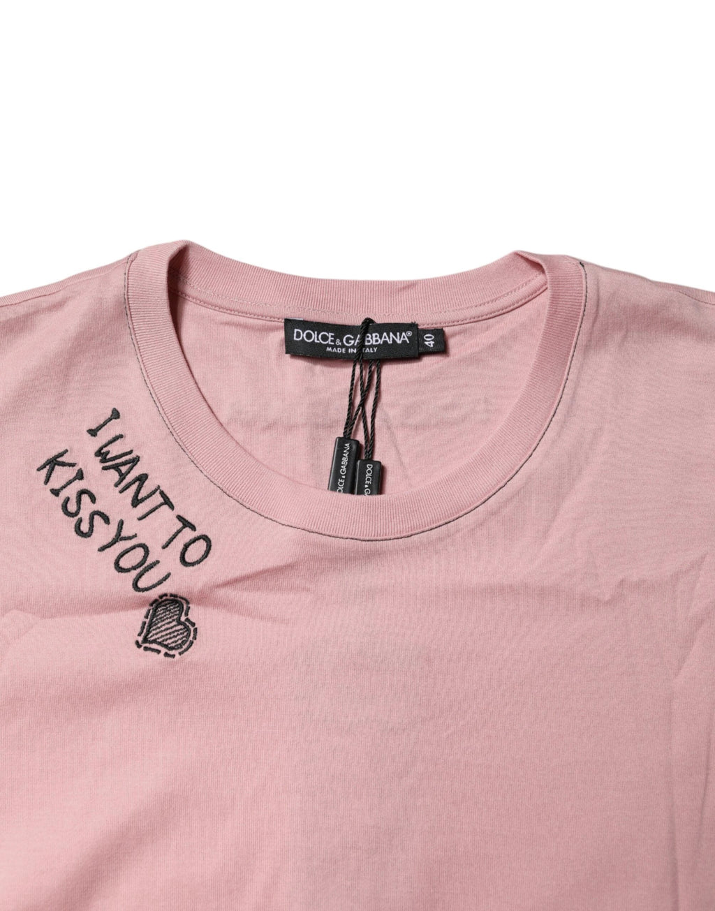 Dolce & Gabbana Pink Logo Print Cotton Crew Neck T-shirt by Dolce & Gabbana