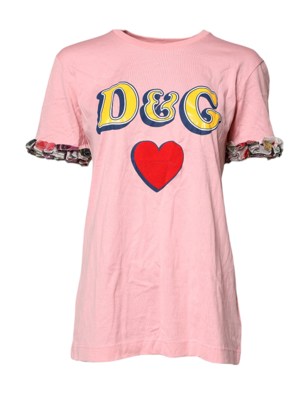 Dolce & Gabbana Pink Logo Print Cotton Crew Neck Tee T-shirt by Dolce & Gabbana