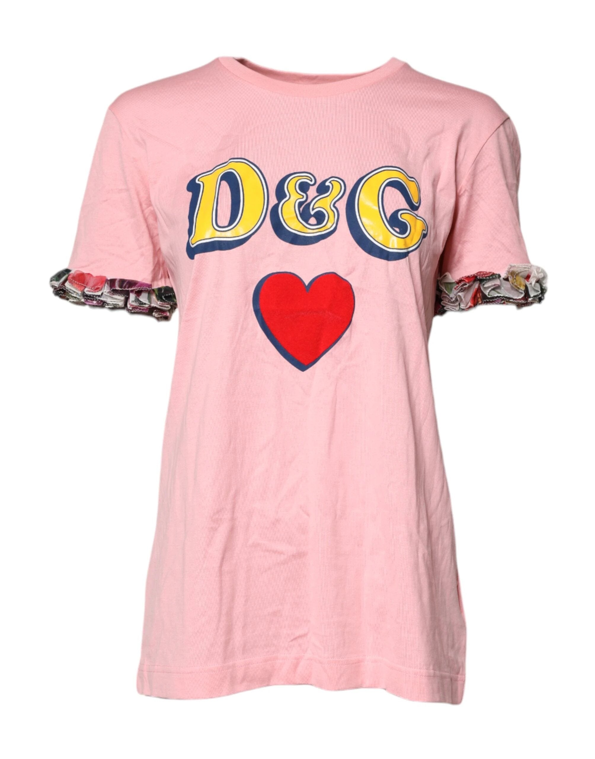 Dolce & Gabbana Pink Logo Print Cotton Crew Neck Tee T-shirt by Dolce & Gabbana