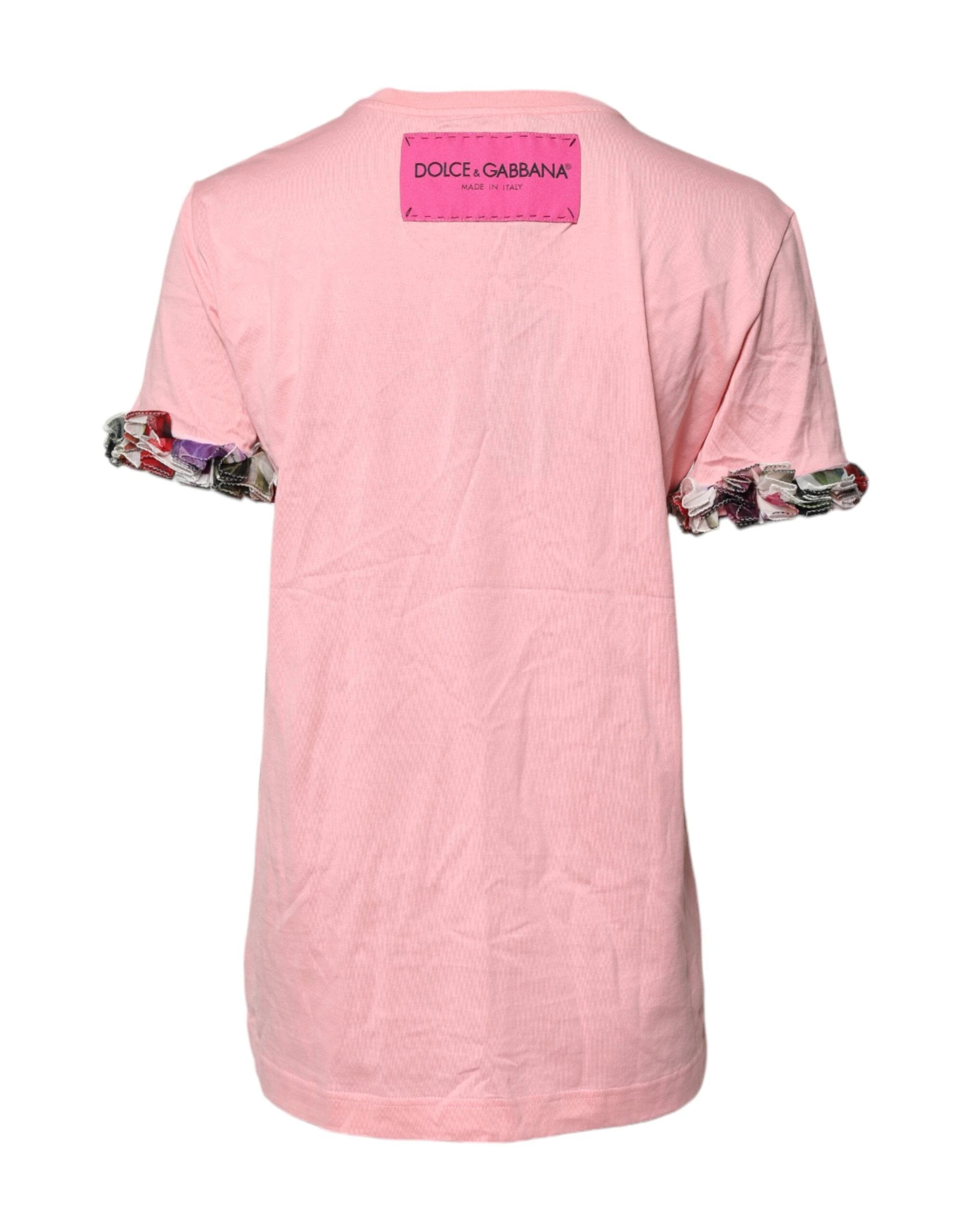 Dolce & Gabbana Pink Logo Print Cotton Crew Neck Tee T-shirt by Dolce & Gabbana