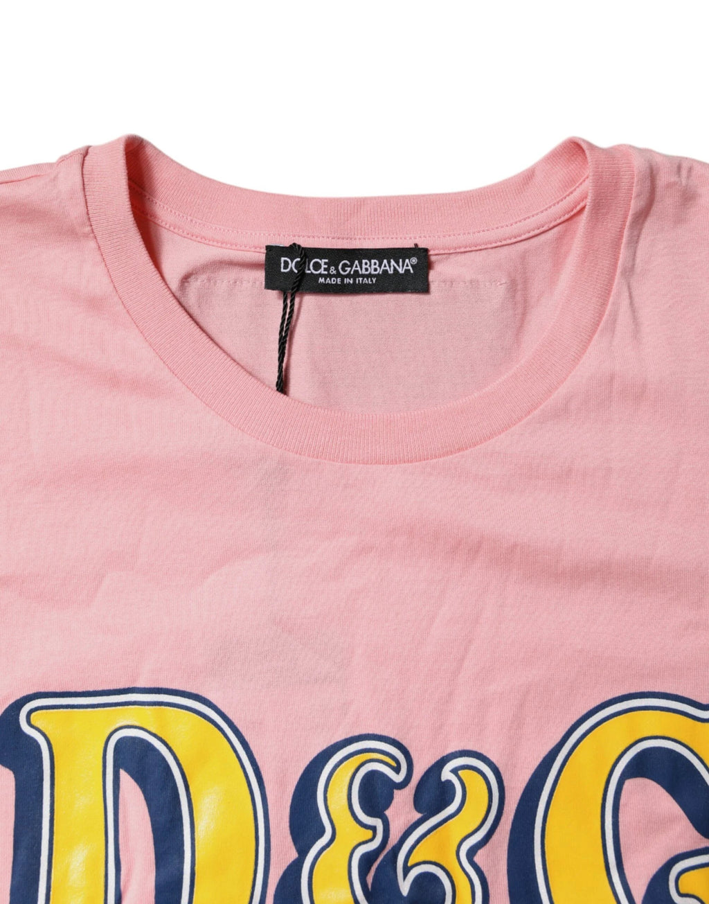 Dolce & Gabbana Pink Logo Print Cotton Crew Neck Tee T-shirt by Dolce & Gabbana