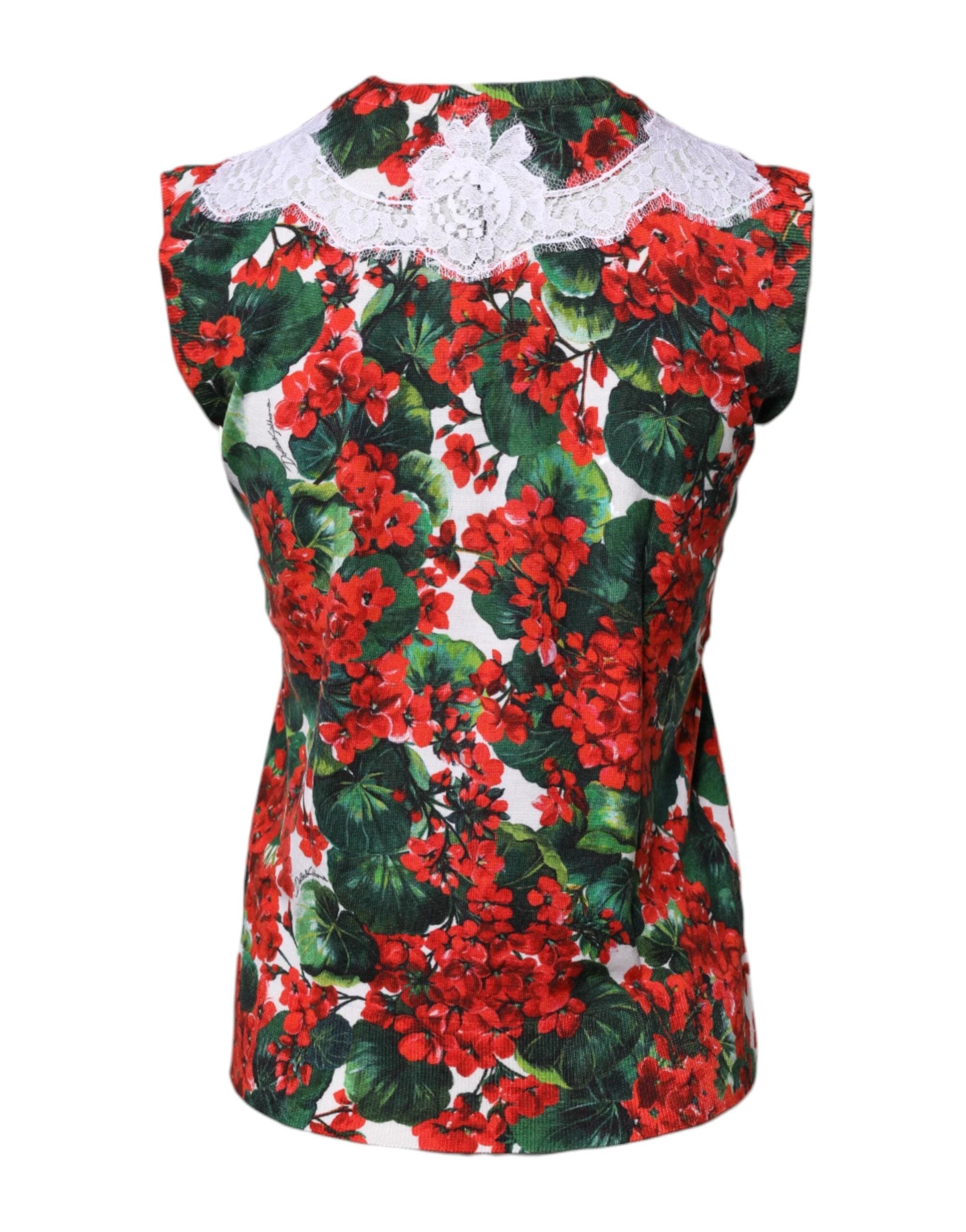 Dolce & Gabbana Multicolor Floral Lace Sleeveless Tank Top by Dolce & Gabbana