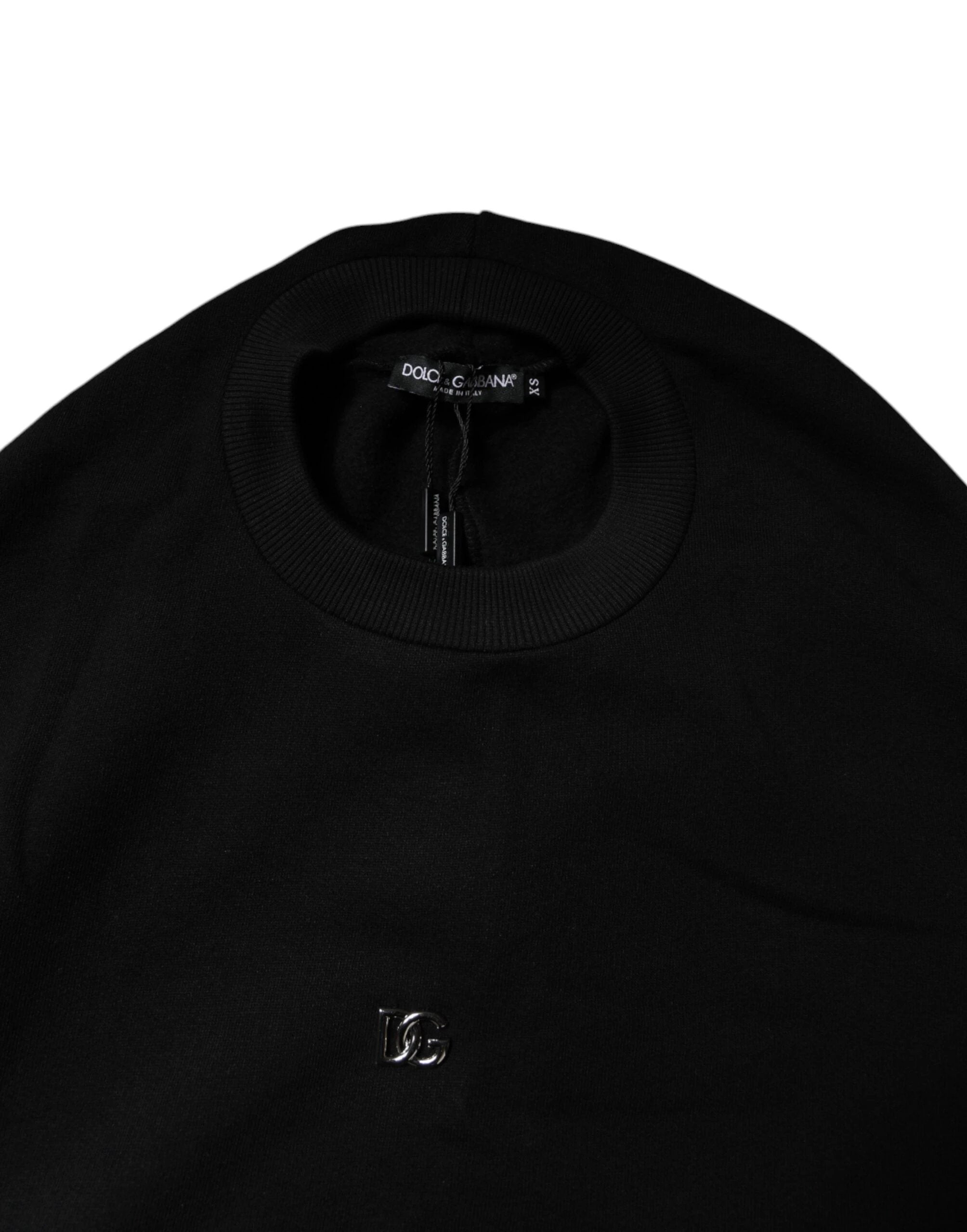 Dolce & Gabbana Black Cotton Crew Neck Sweatshirt Sweater by Dolce & Gabbana