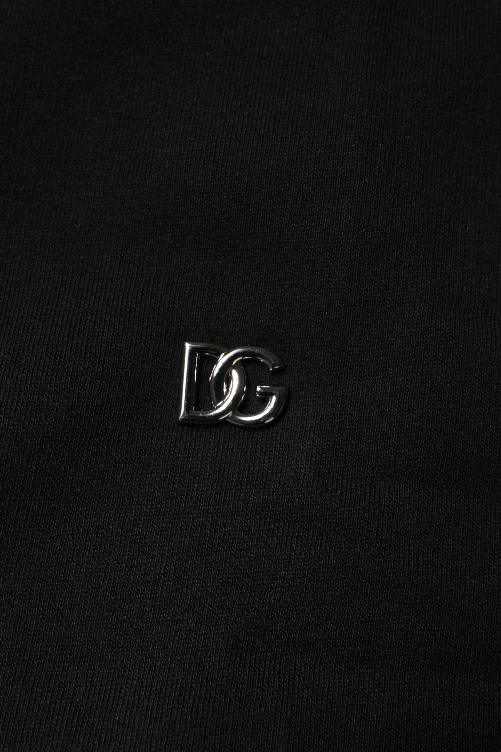 Dolce & Gabbana Black Cotton Crew Neck Sweatshirt Sweater by Dolce & Gabbana