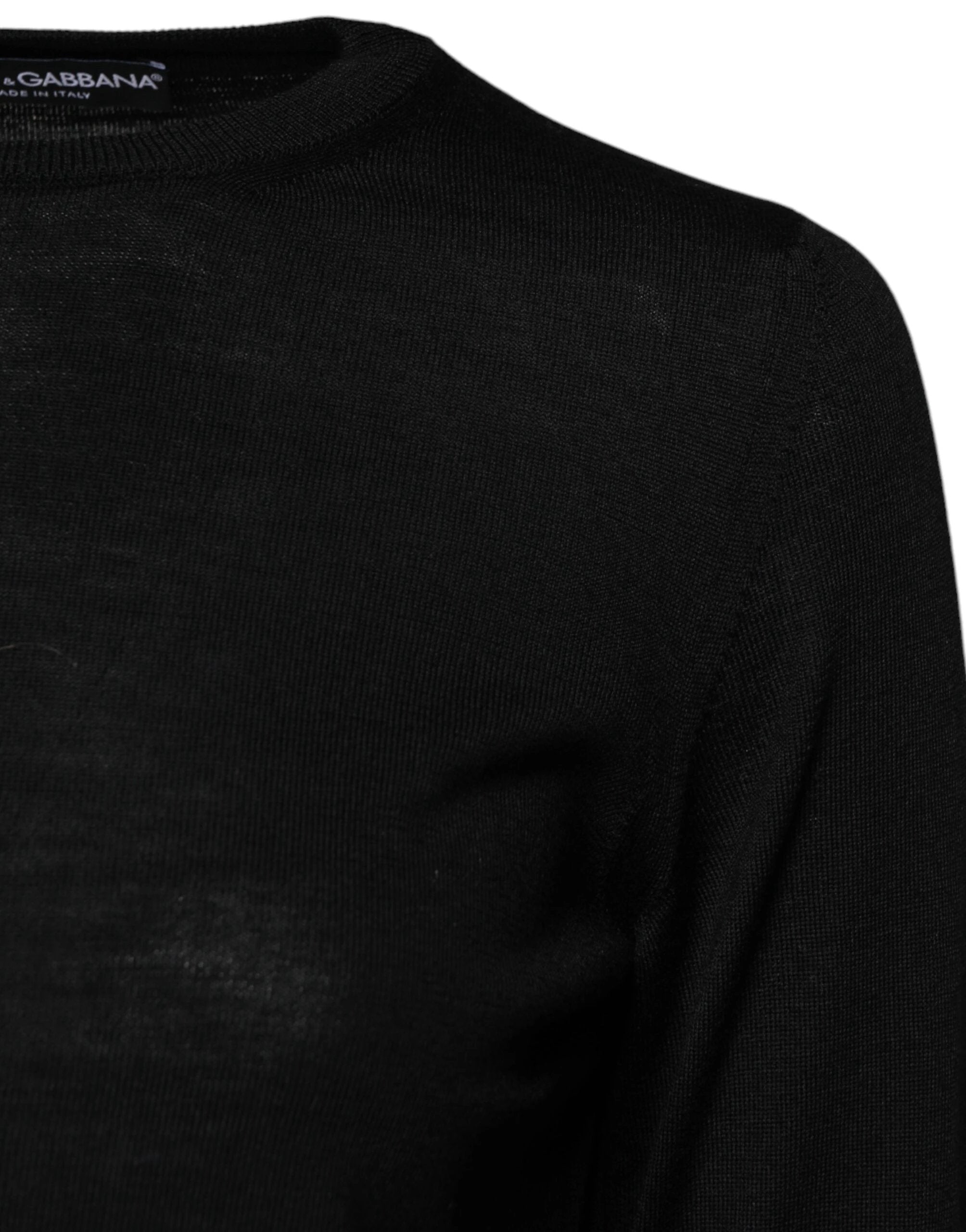 Dolce & Gabbana Black Wool Knit Crew Neck Pullover Sweater by Dolce & Gabbana