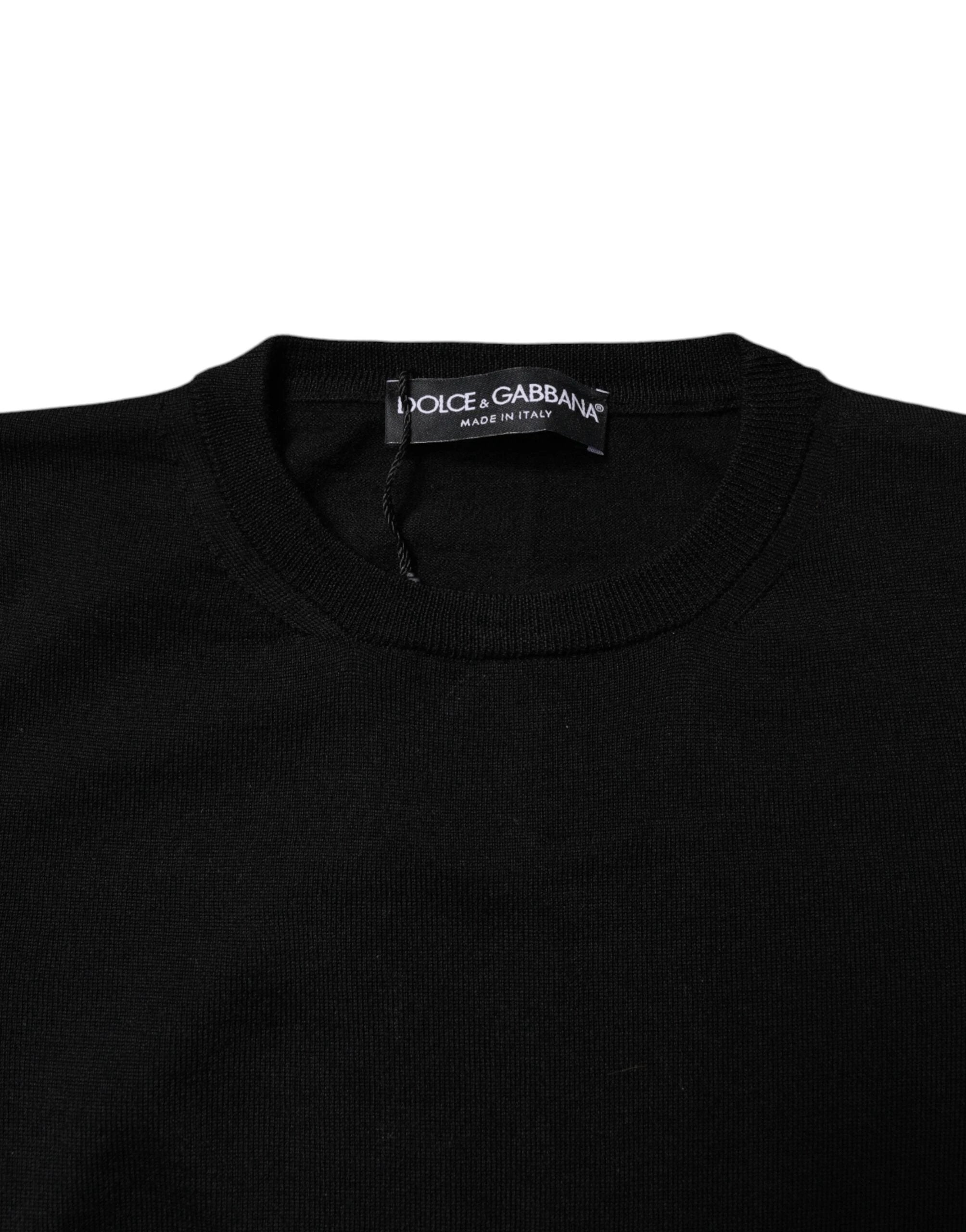 Dolce & Gabbana Black Wool Knit Crew Neck Pullover Sweater by Dolce & Gabbana