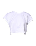 Dolce & Gabbana White Cotton Crew Neck Cropped T-shirt Top by Dolce & Gabbana