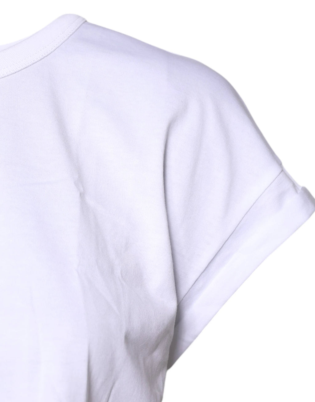 Dolce & Gabbana White Cotton Crew Neck Cropped T-shirt Top by Dolce & Gabbana