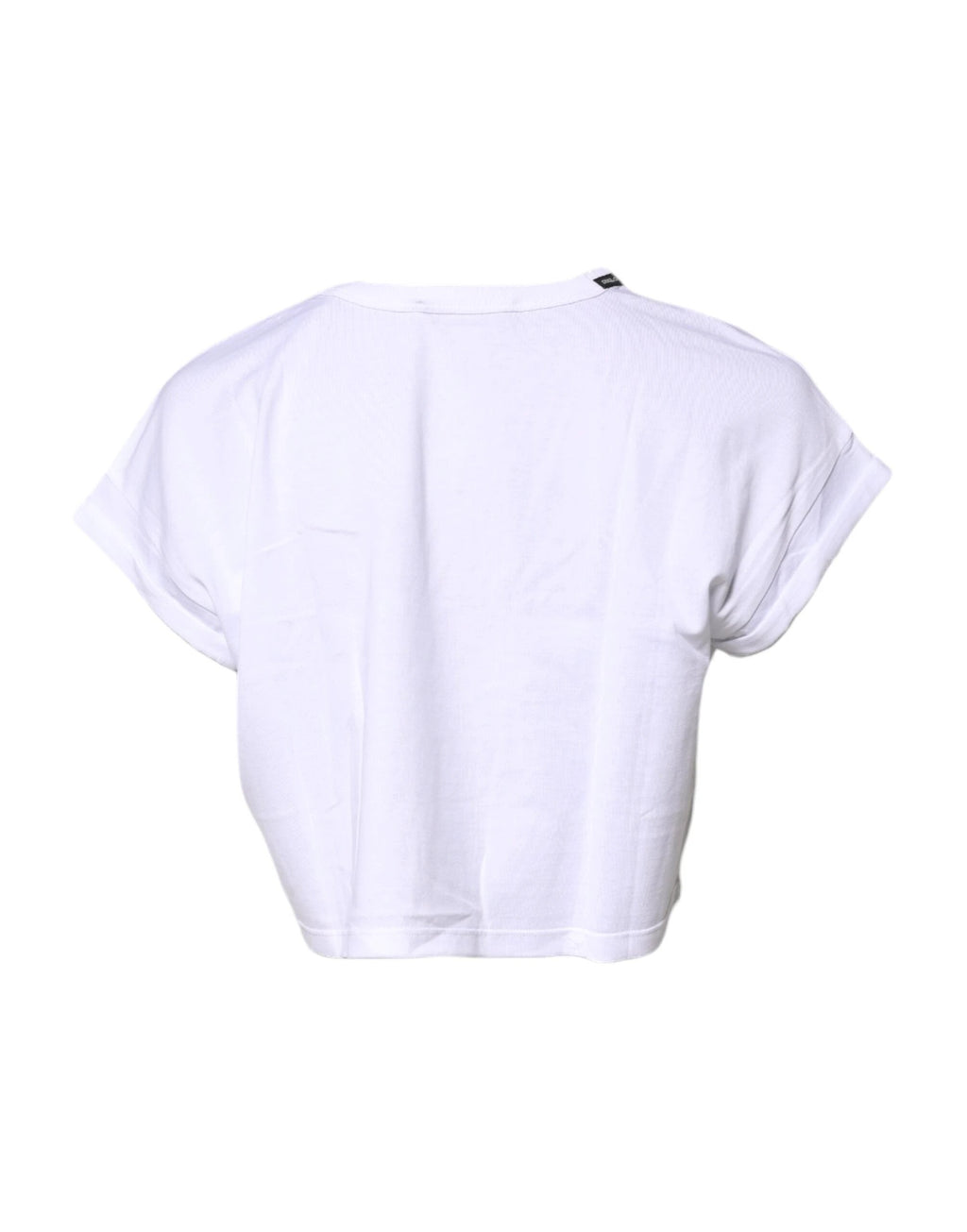 Dolce & Gabbana White Cotton Crew Neck Cropped T-shirt Top by Dolce & Gabbana
