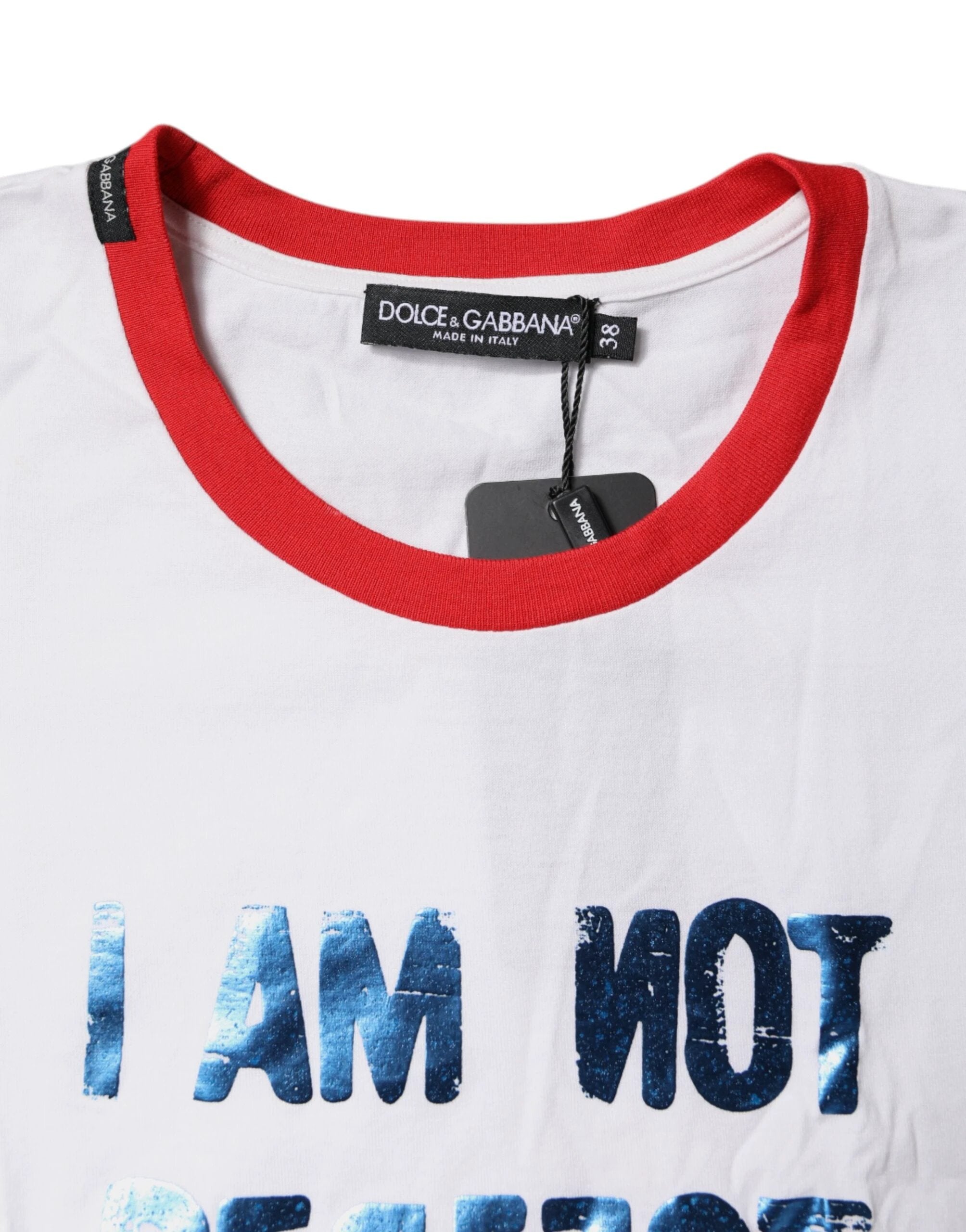 Dolce & Gabbana White Graphic Print Cotton Crew Neck T-shirt by Dolce & Gabbana