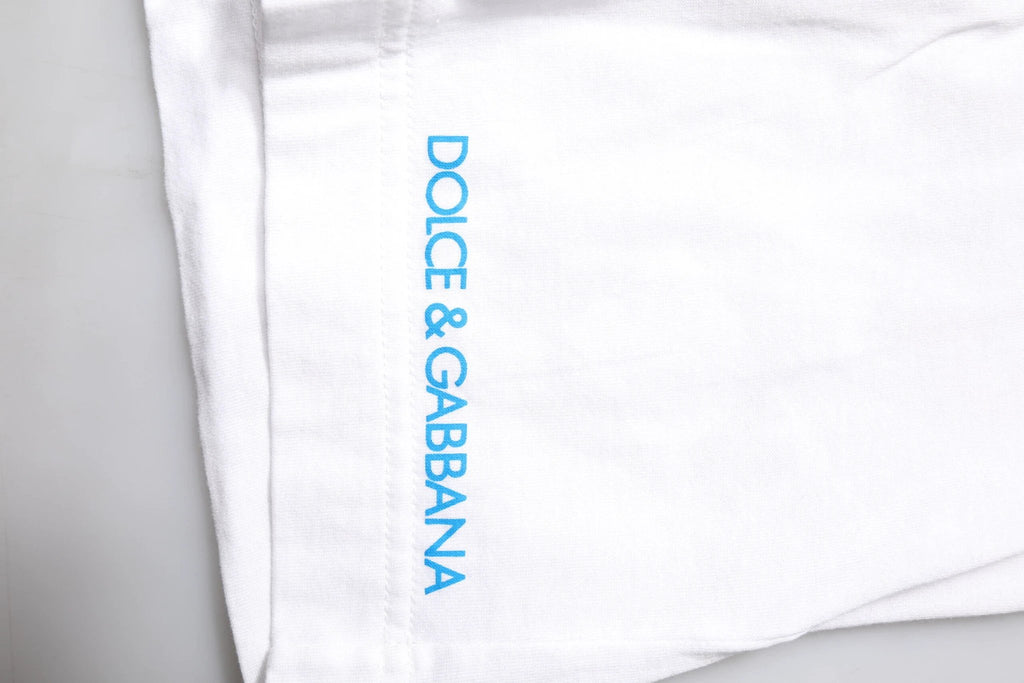 Dolce & Gabbana White Graphic Print Cotton Crew Neck T-shirt by Dolce & Gabbana