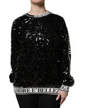 Dolce & Gabbana Black DG Queen Sequin Pullover Sweater by Dolce & Gabbana