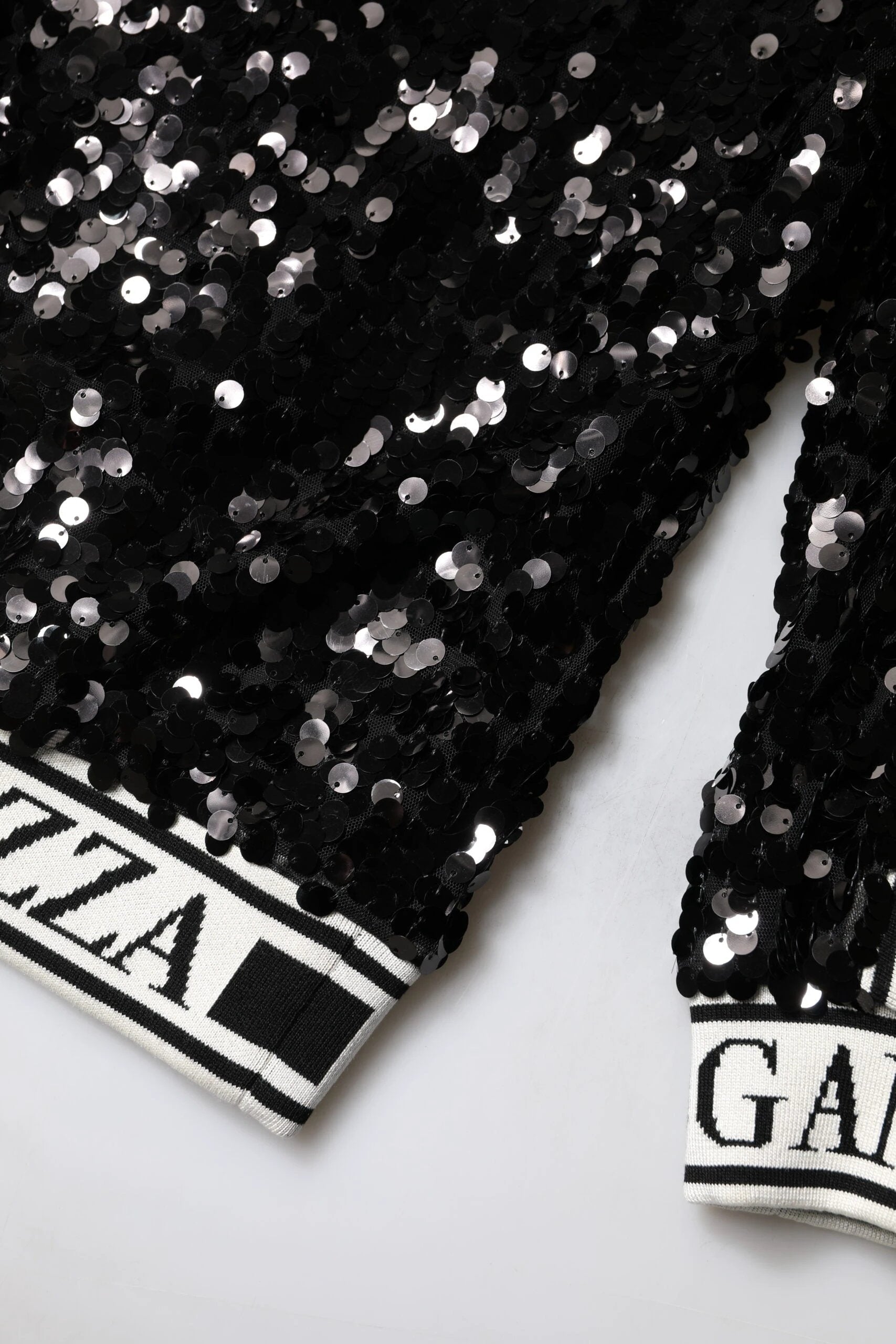Dolce & Gabbana Black DG Queen Sequin Pullover Sweater by Dolce & Gabbana