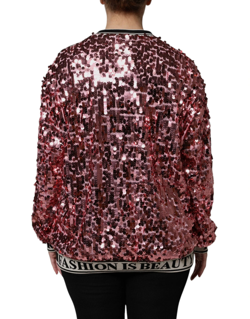 Dolce & Gabbana Pink DG Queen Sequin Pullover Sweater by Dolce & Gabbana