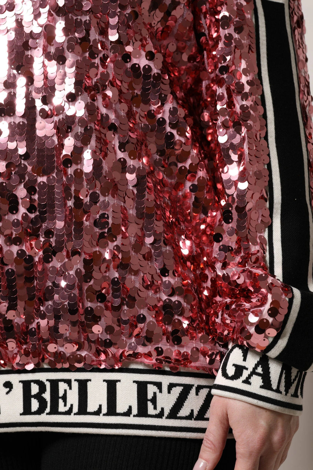 Dolce & Gabbana Pink DG Queen Sequin Pullover Sweater by Dolce & Gabbana