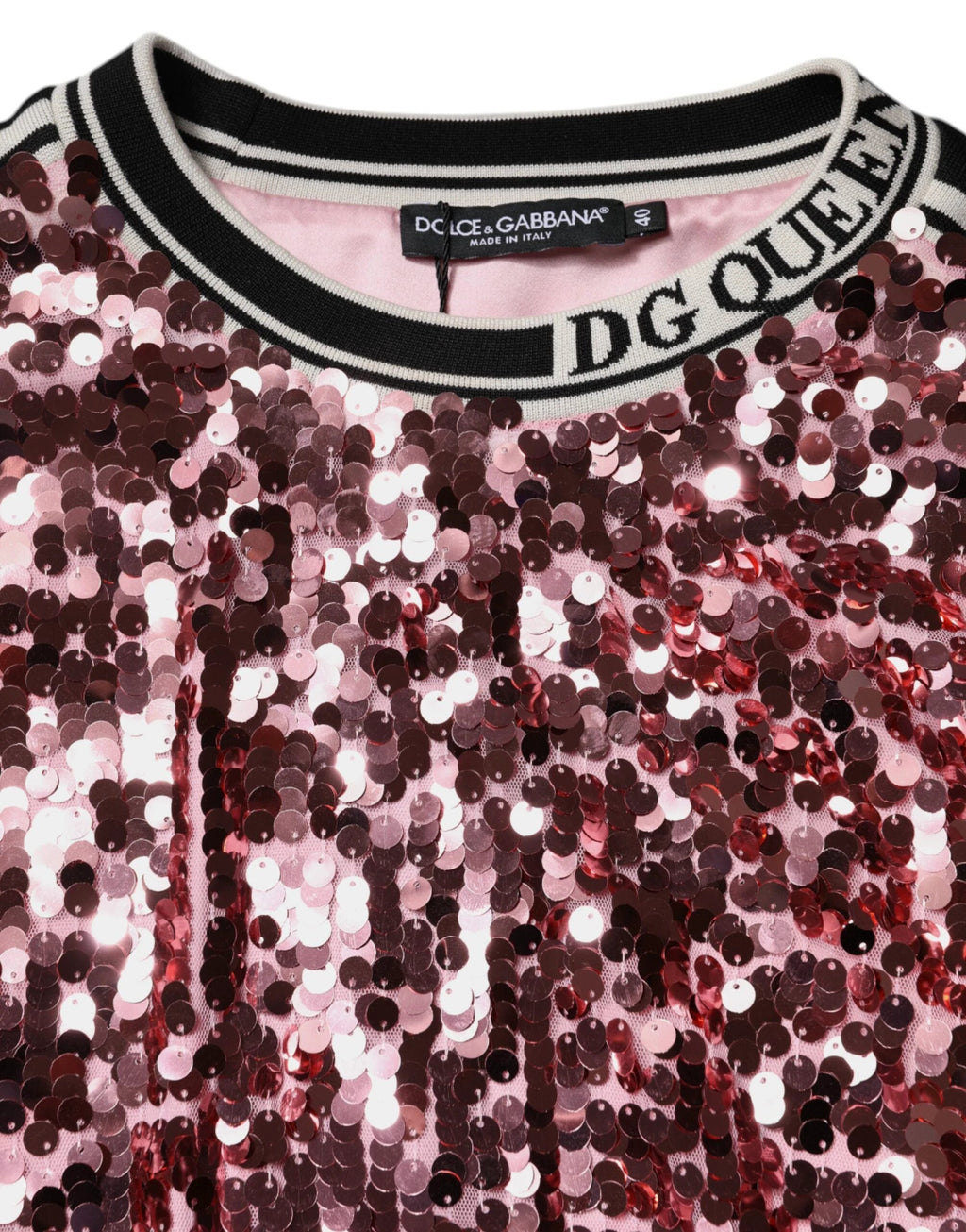 Dolce & Gabbana Pink DG Queen Sequin Pullover Sweater by Dolce & Gabbana