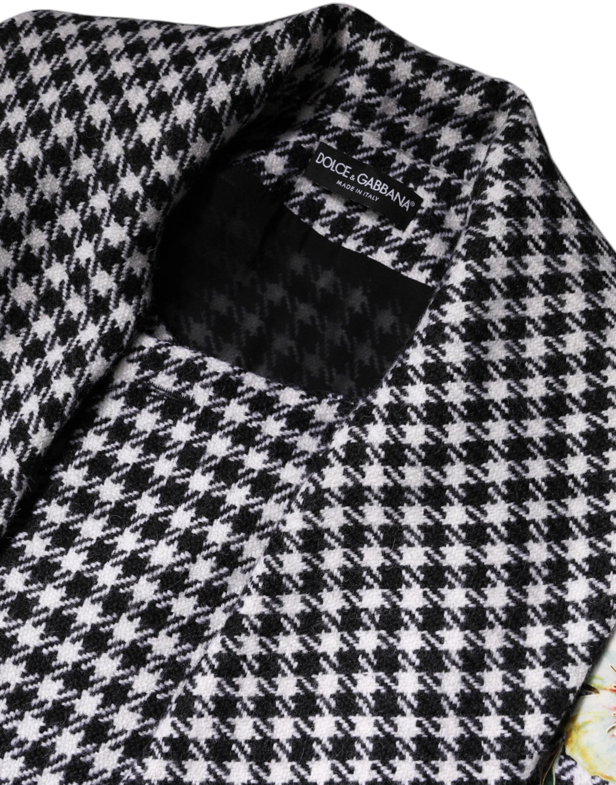 Dolce & Gabbana Black White Monochrome Patterned Floral Cape Jacket by Dolce & Gabbana