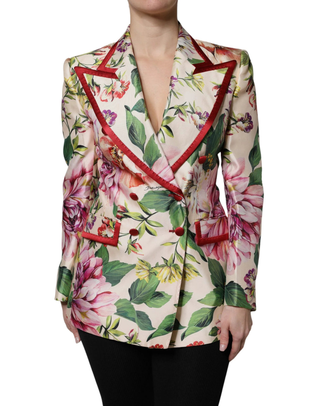 Dolce & Gabbana Multicolor Floral Double Breasted Jacket by Dolce & Gabbana