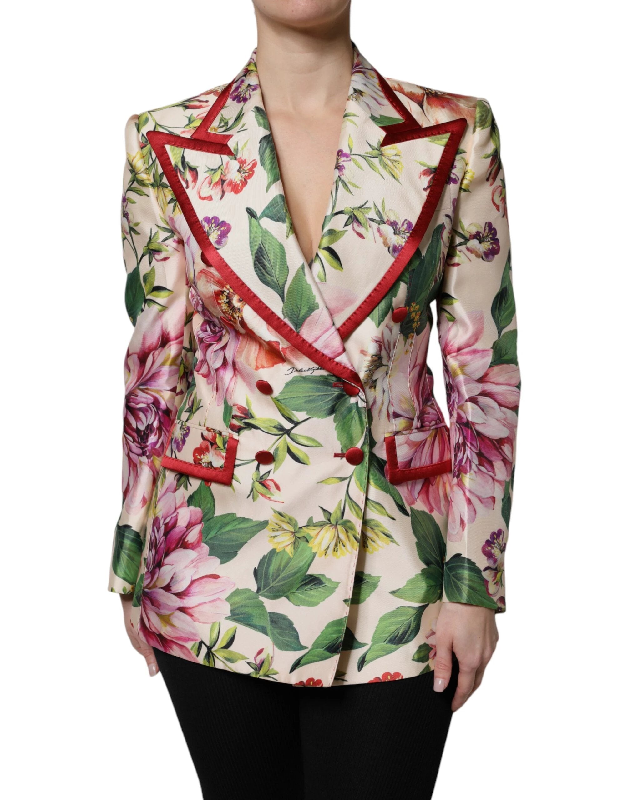 Dolce & Gabbana Multicolor Floral Double Breasted Jacket by Dolce & Gabbana