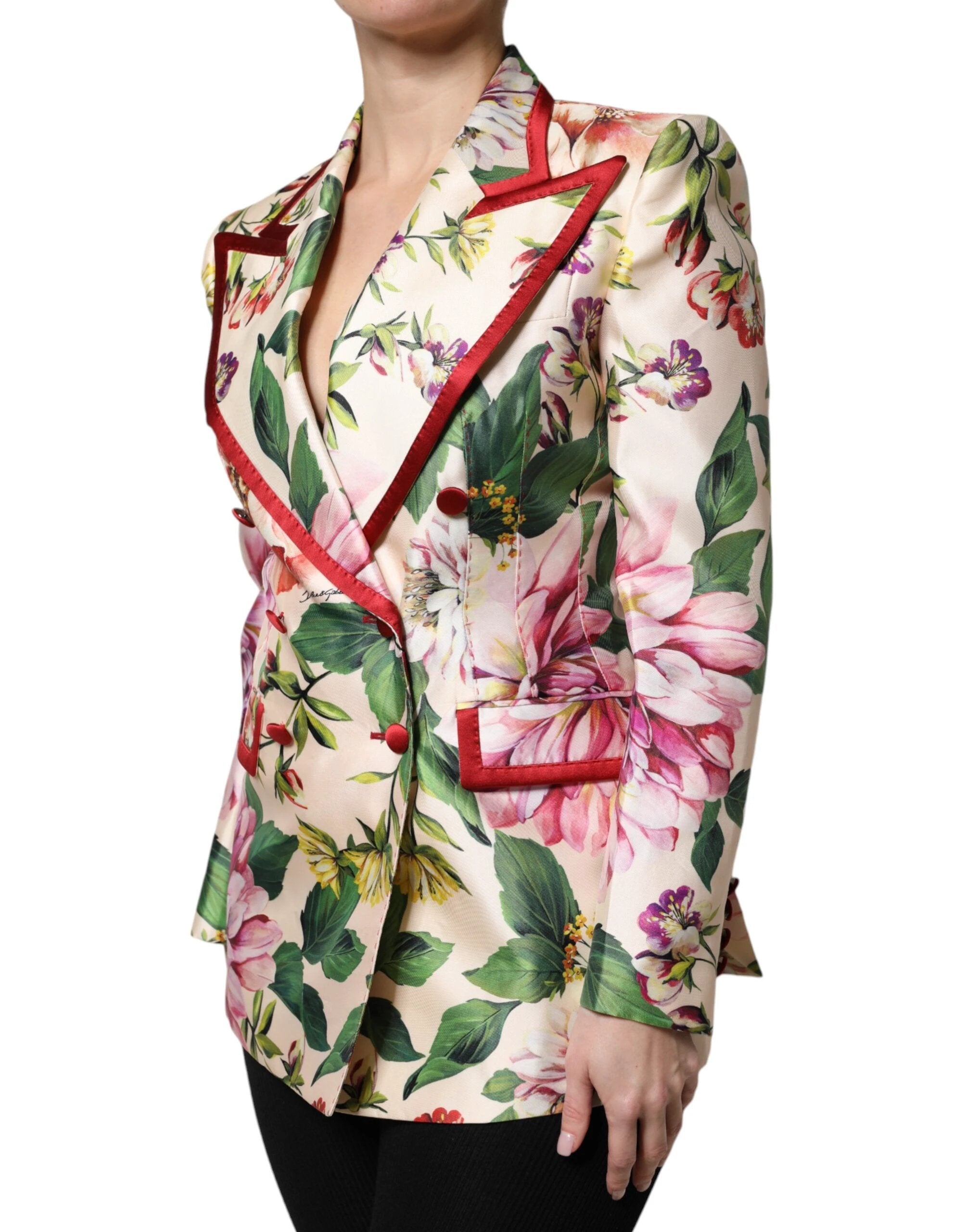 Dolce & Gabbana Multicolor Floral Double Breasted Jacket by Dolce & Gabbana