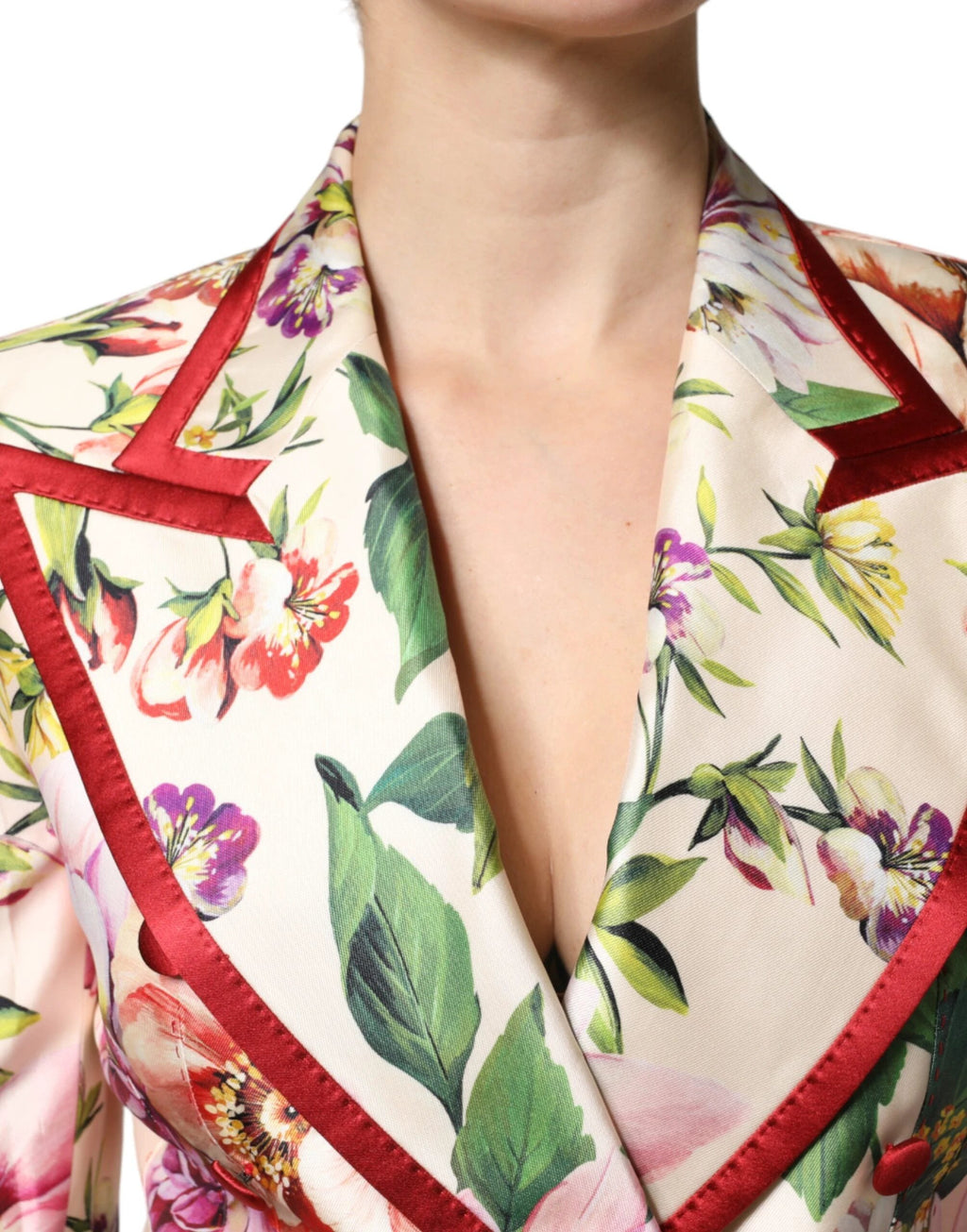 Dolce & Gabbana Multicolor Floral Double Breasted Jacket by Dolce & Gabbana