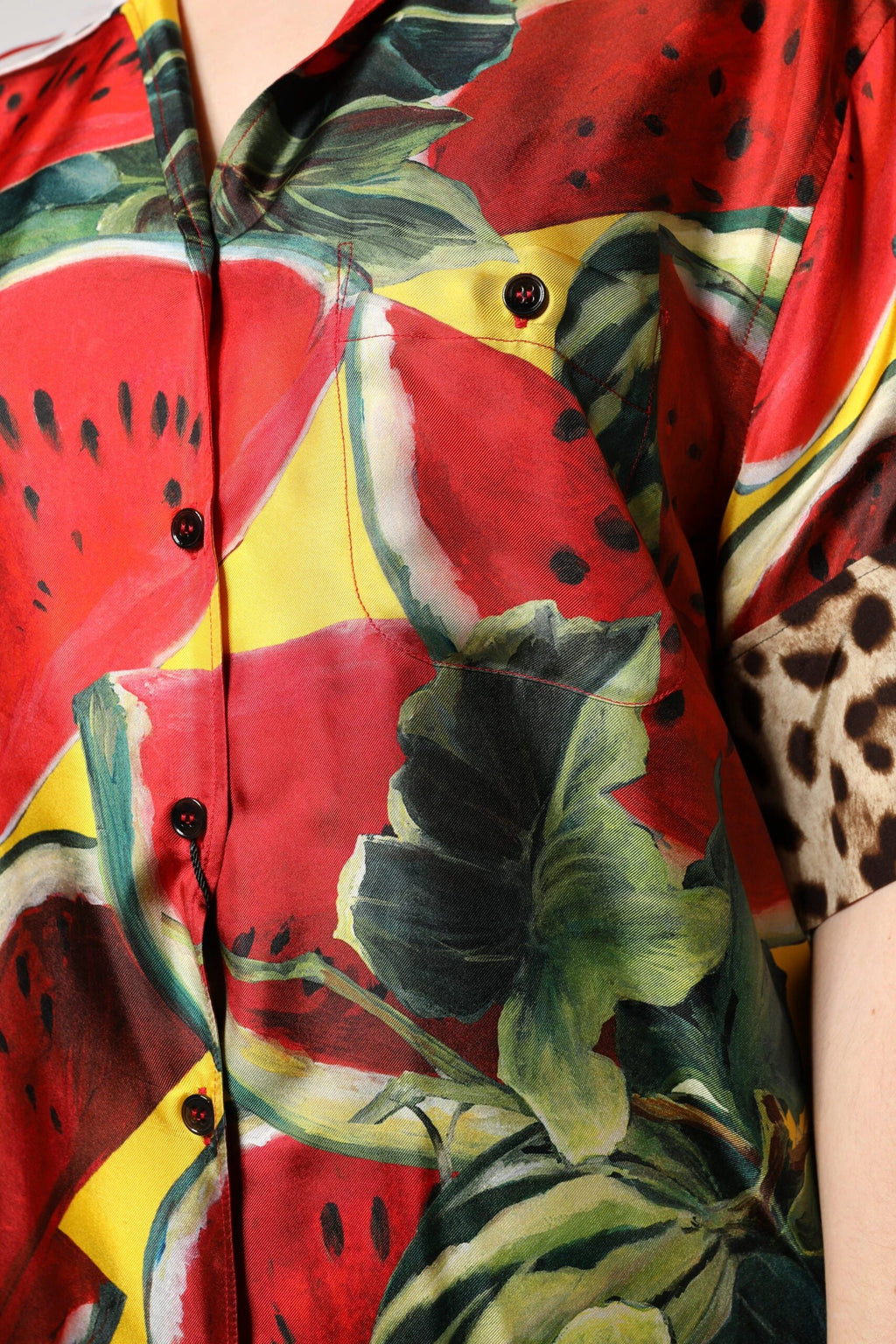 Dolce & Gabbana Multicolor Watermelon Collared Shirt Top by Dolce & Gabbana