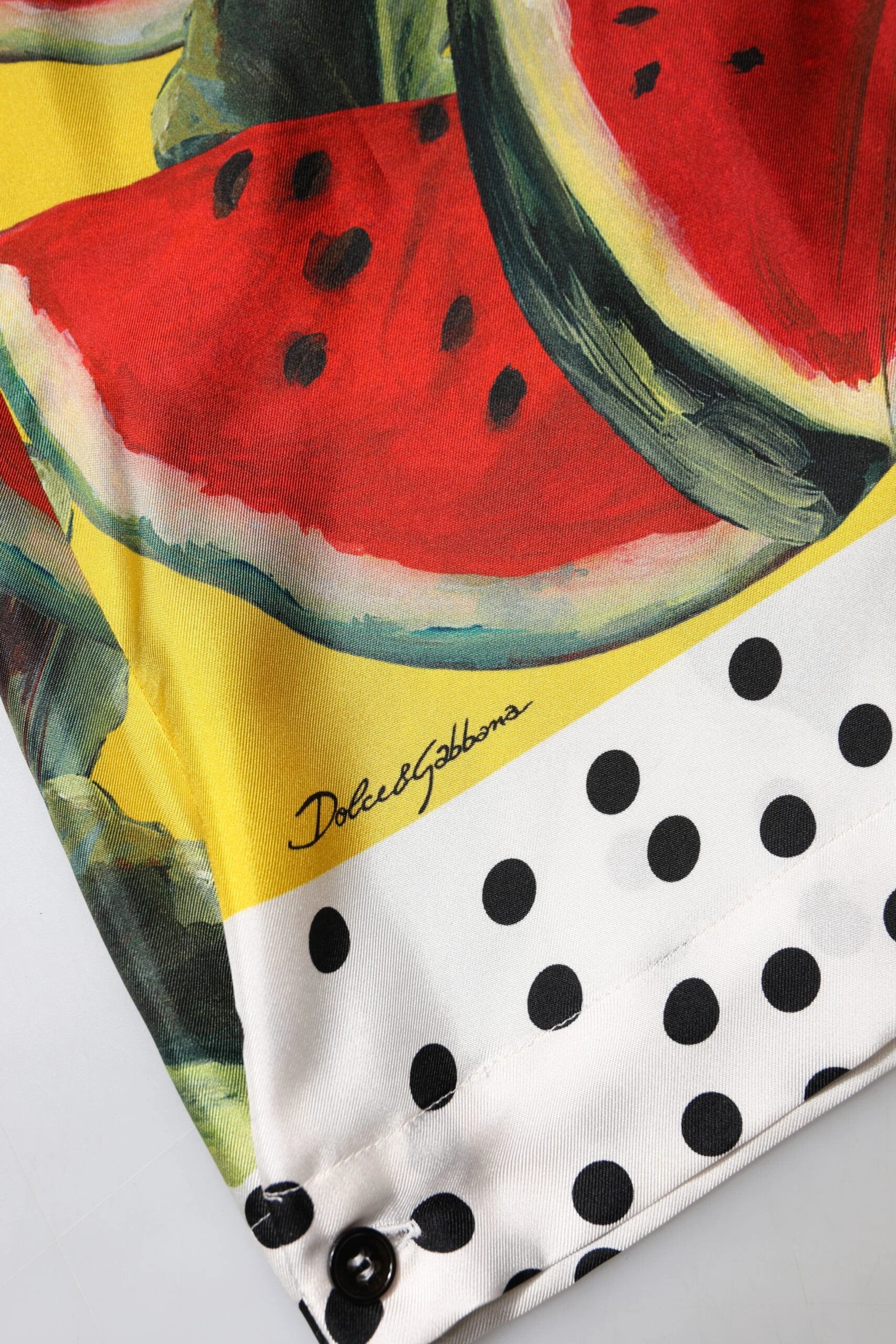Dolce & Gabbana Multicolor Watermelon Collared Shirt Top by Dolce & Gabbana
