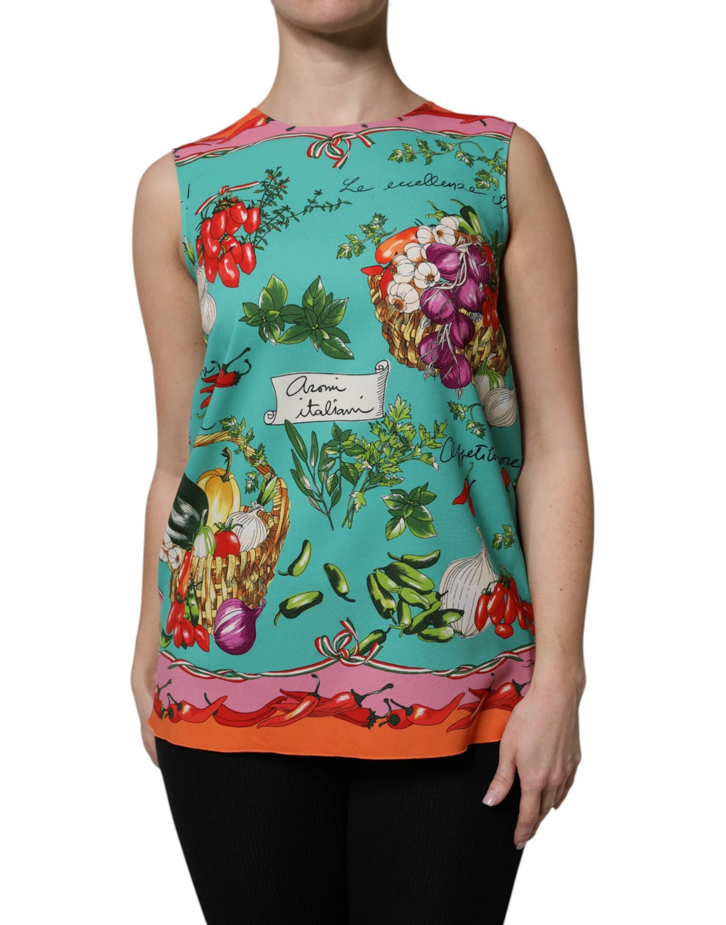 Dolce & Gabbana Multicolor Floral Silk Sleeveless Tank Top by Dolce & Gabbana