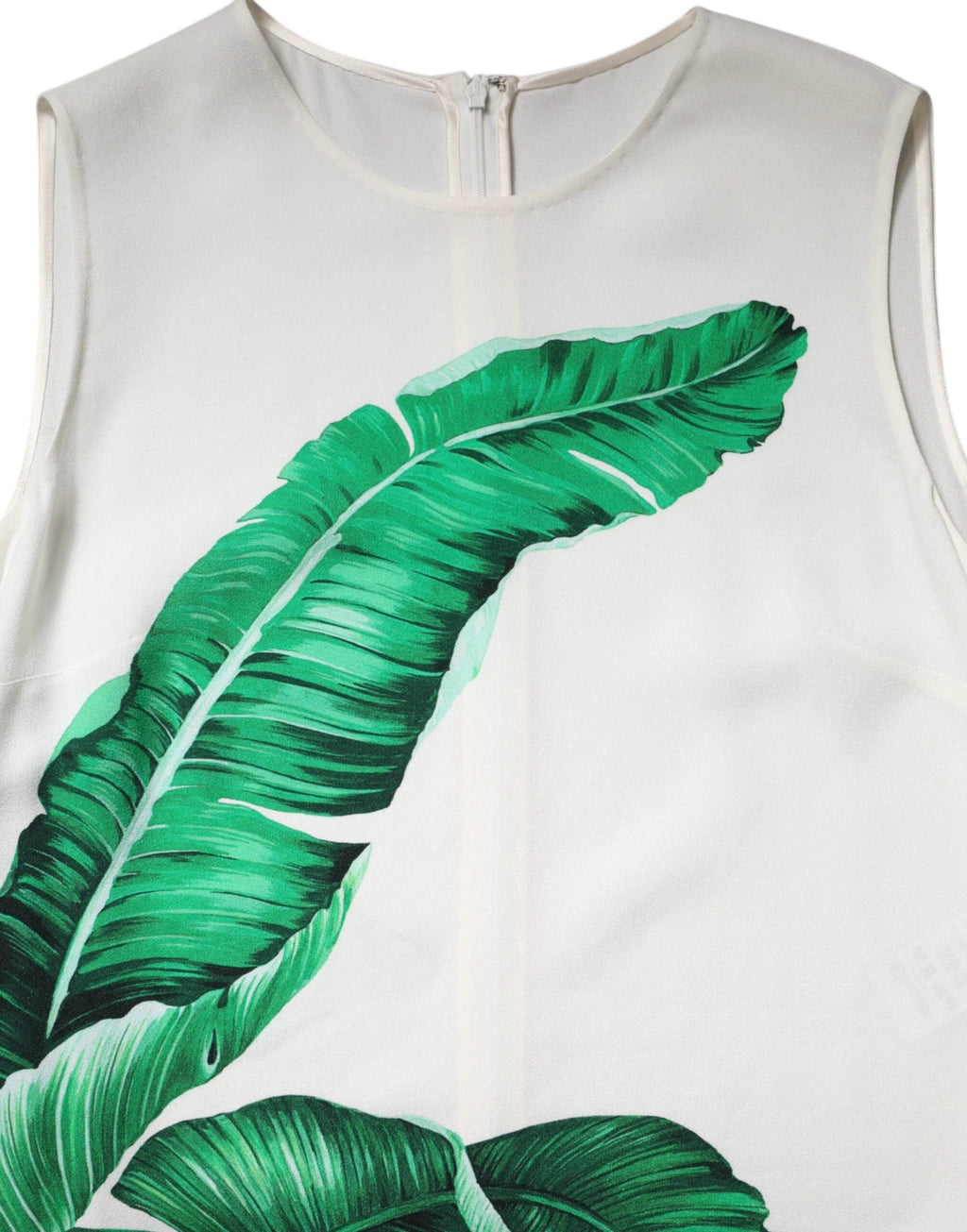 Dolce & Gabbana White Banana Leaf Print Round Neck Tank Top by Dolce & Gabbana