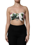 Dolce & Gabbana White Floral Print Cropped Bustier Corset Top by Dolce & Gabbana