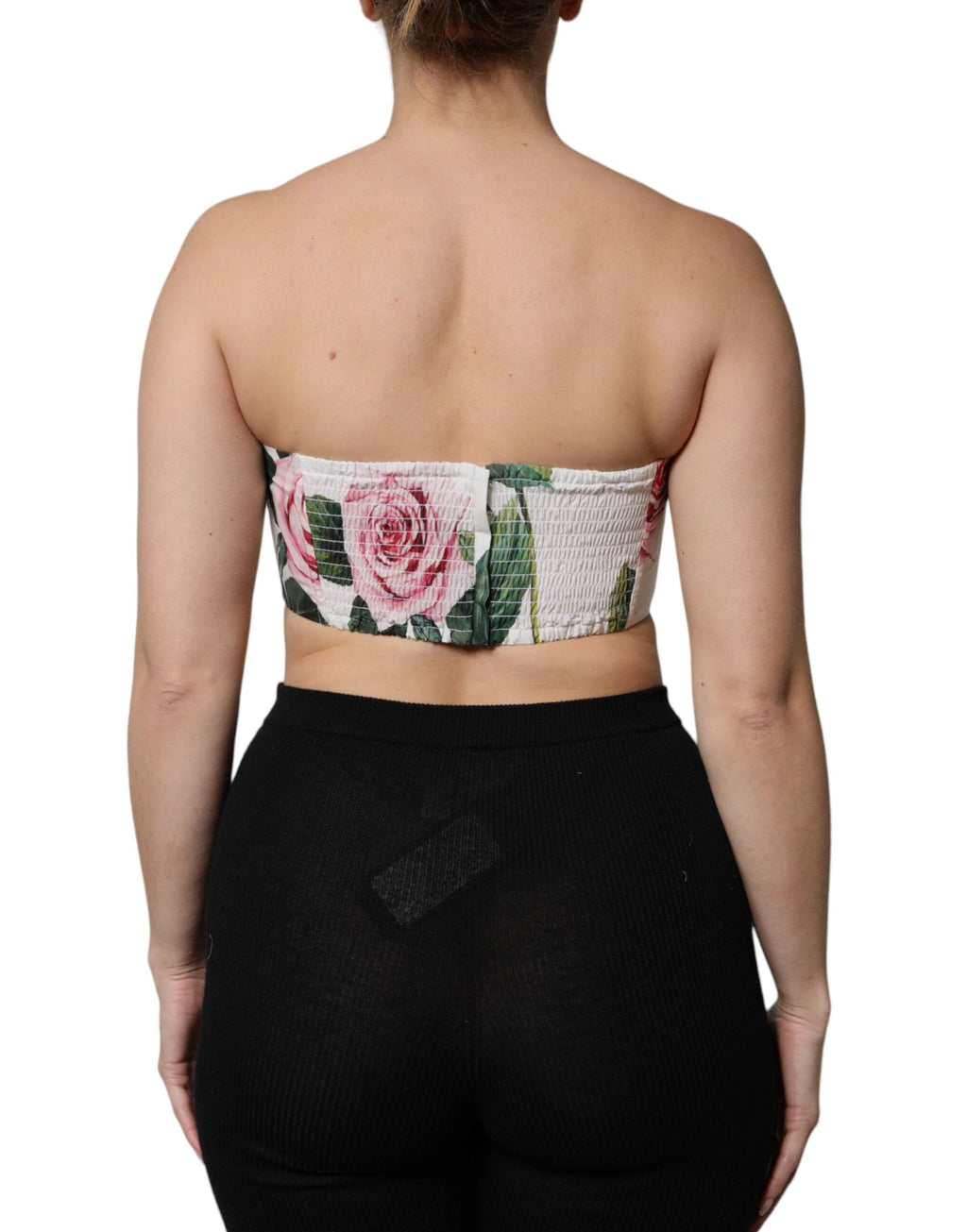 Dolce & Gabbana White Floral Print Cropped Bustier Corset Top by Dolce & Gabbana