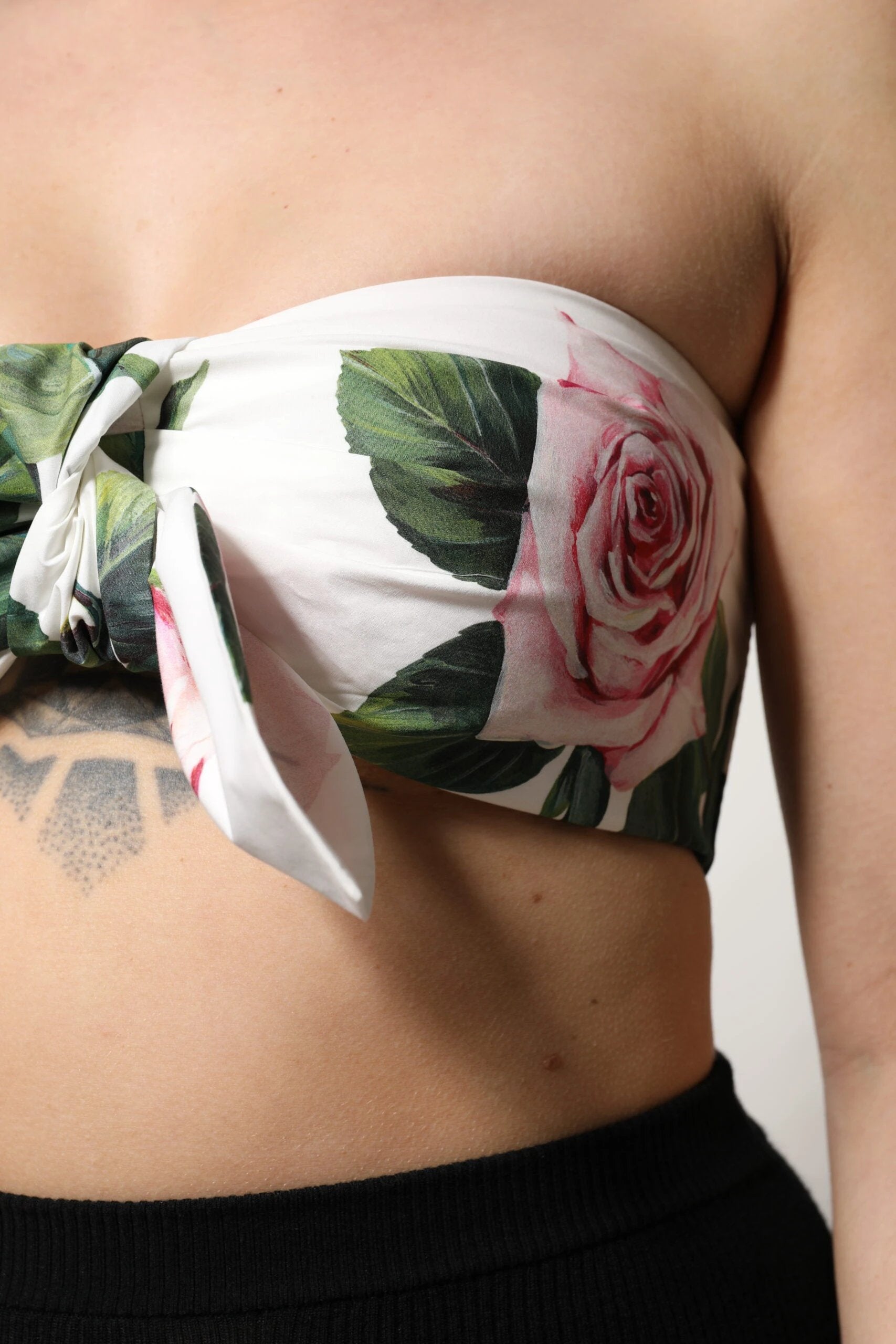 Dolce & Gabbana White Floral Print Cropped Bustier Corset Top by Dolce & Gabbana