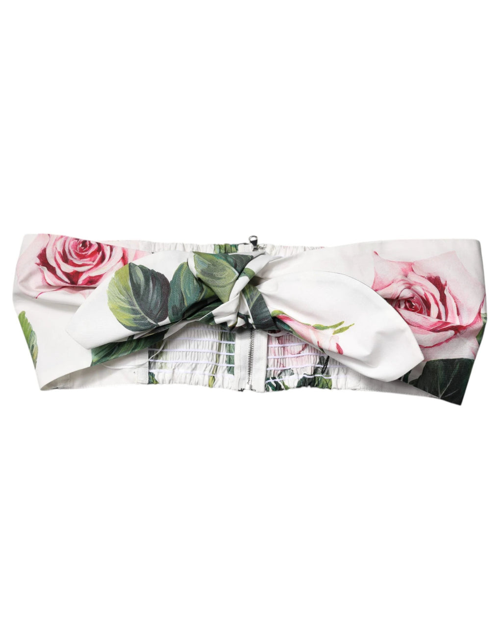 Dolce & Gabbana White Floral Print Cropped Bustier Corset Top by Dolce & Gabbana