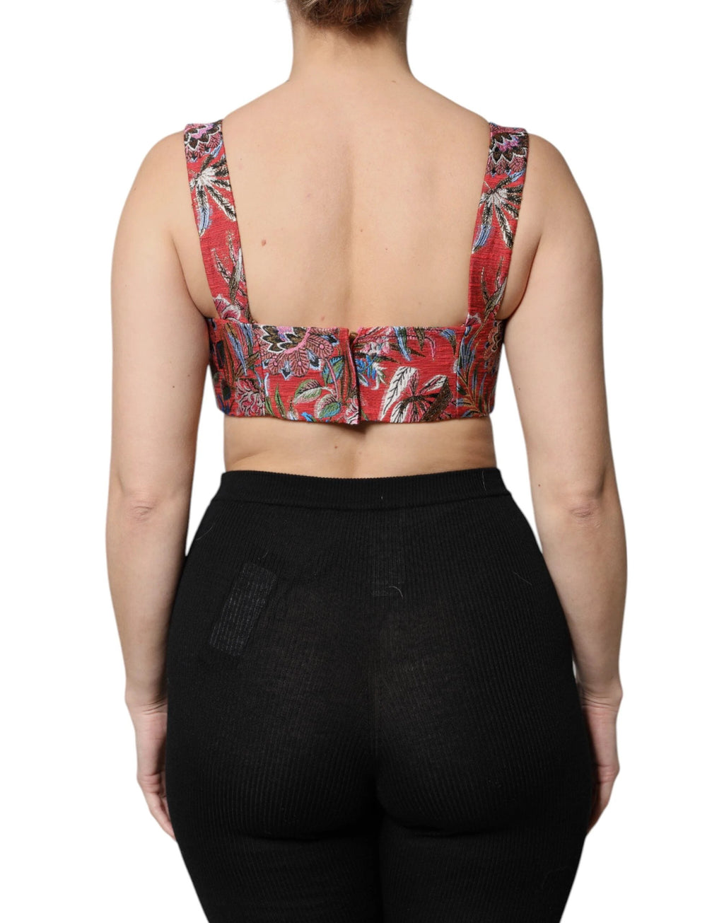 Dolce & Gabbana Red Floral Brocade Cropped Bustier Corset Top by Dolce & Gabbana