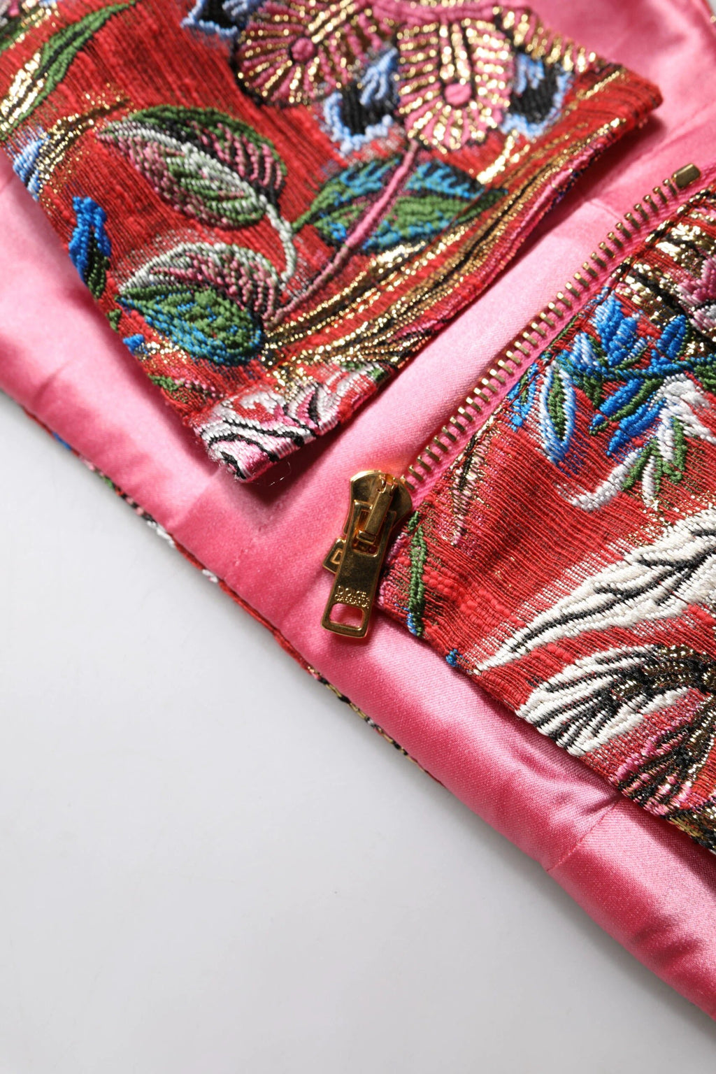 Dolce & Gabbana Red Floral Brocade Cropped Bustier Corset Top by Dolce & Gabbana