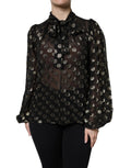 Dolce & Gabbana Black Sheer Tied Neck Polka Dots Blouse Top by Dolce & Gabbana
