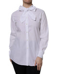 Dolce & Gabbana White Ascot Collar Long Sleeve Blouse Top by Dolce & Gabbana