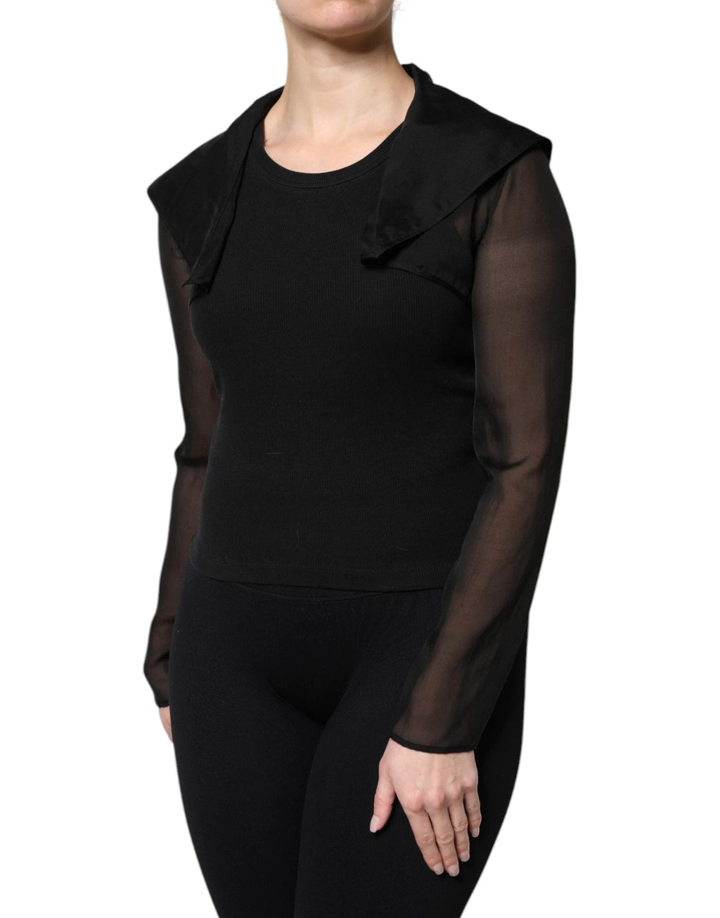 Dolce & Gabbana Black Silk Sheer Long Sleeves Blouse Top by Dolce & Gabbana