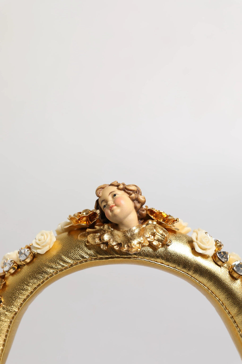 Dolce & Gabbana Gold Leather Floral Crystal Angel Headset Headphones by Dolce & Gabbana