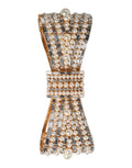 Dolce & Gabbana Gold Tone Brass Bow Crystal FauxPearl Embellished Brooch by Dolce & Gabbana