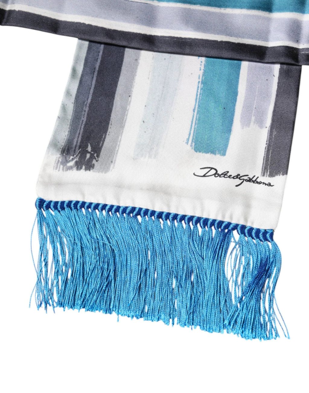 Dolce & Gabbana Multicolor Stripes Silk Fringes Neck Foulard Scarf by Dolce & Gabbana