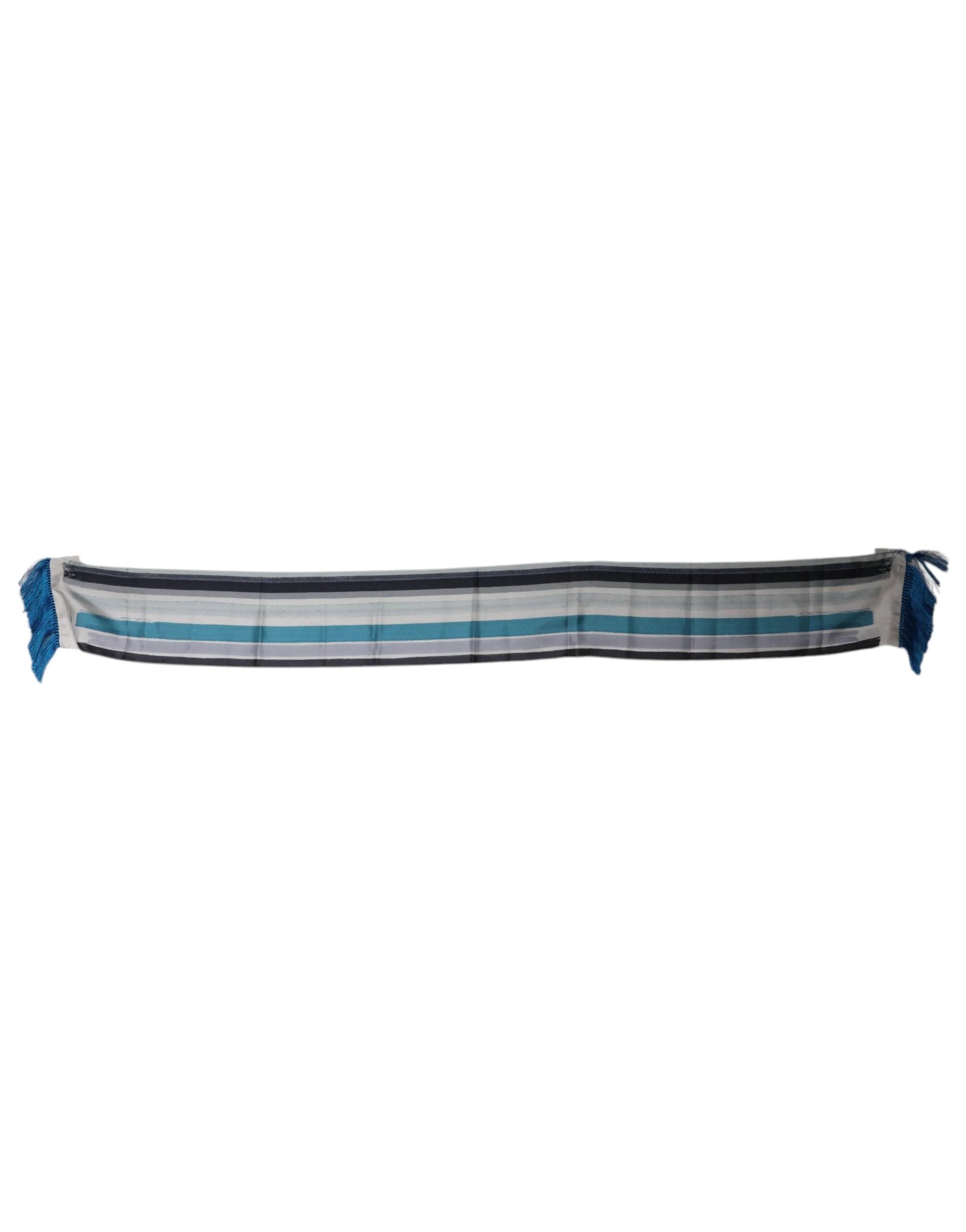 Dolce & Gabbana Multicolor Stripes Silk Fringes Neck Foulard Scarf by Dolce & Gabbana