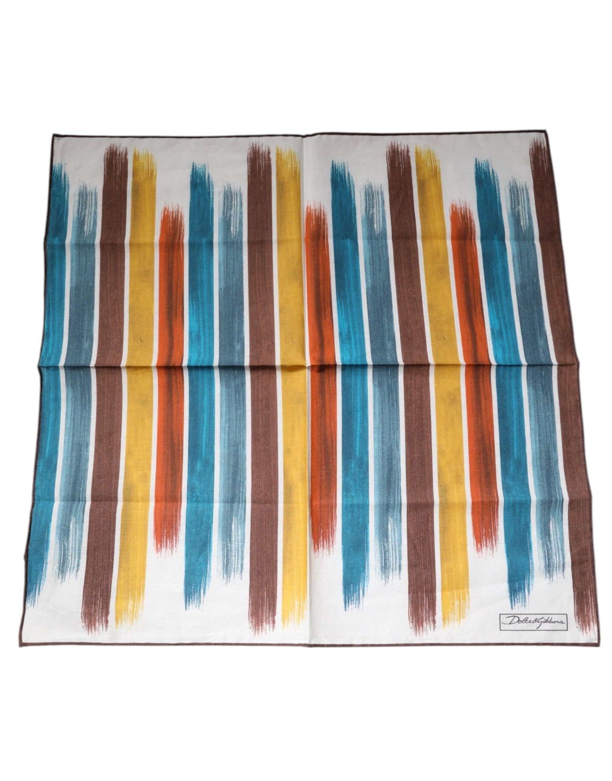 Dolce & Gabbana Multicolor Stripes Cotton Square Foulard Scarf by Dolce & Gabbana