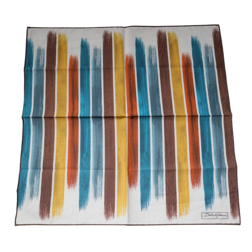Dolce & Gabbana Multicolor Stripes Cotton Square Foulard Scarf by Dolce & Gabbana