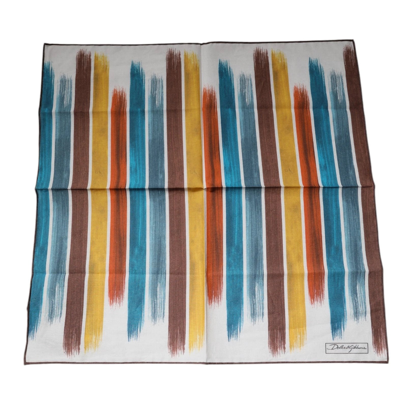 Dolce & Gabbana Multicolor Stripes Cotton Square Foulard Scarf by Dolce & Gabbana