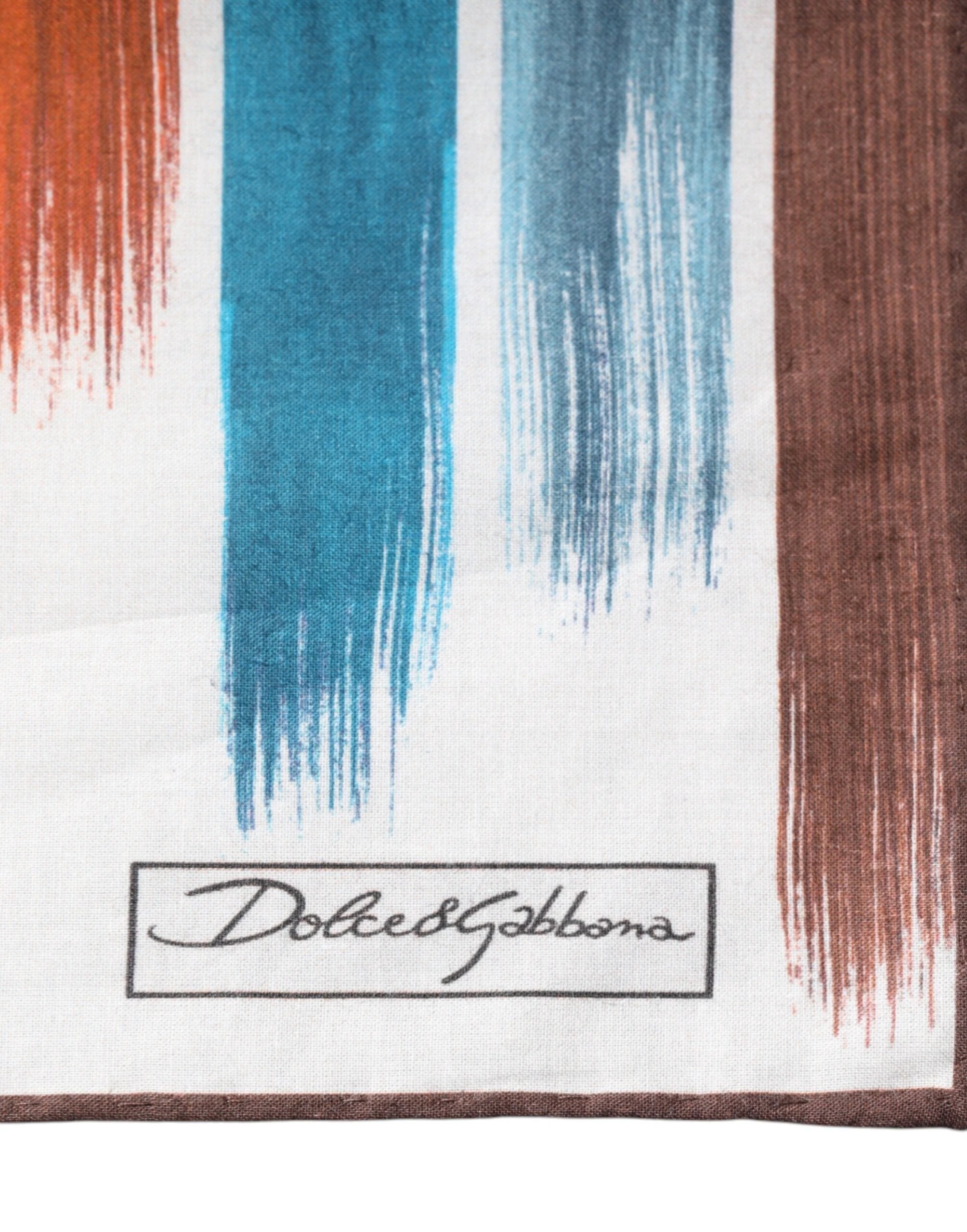 Dolce & Gabbana Multicolor Stripes Cotton Square Foulard Scarf by Dolce & Gabbana