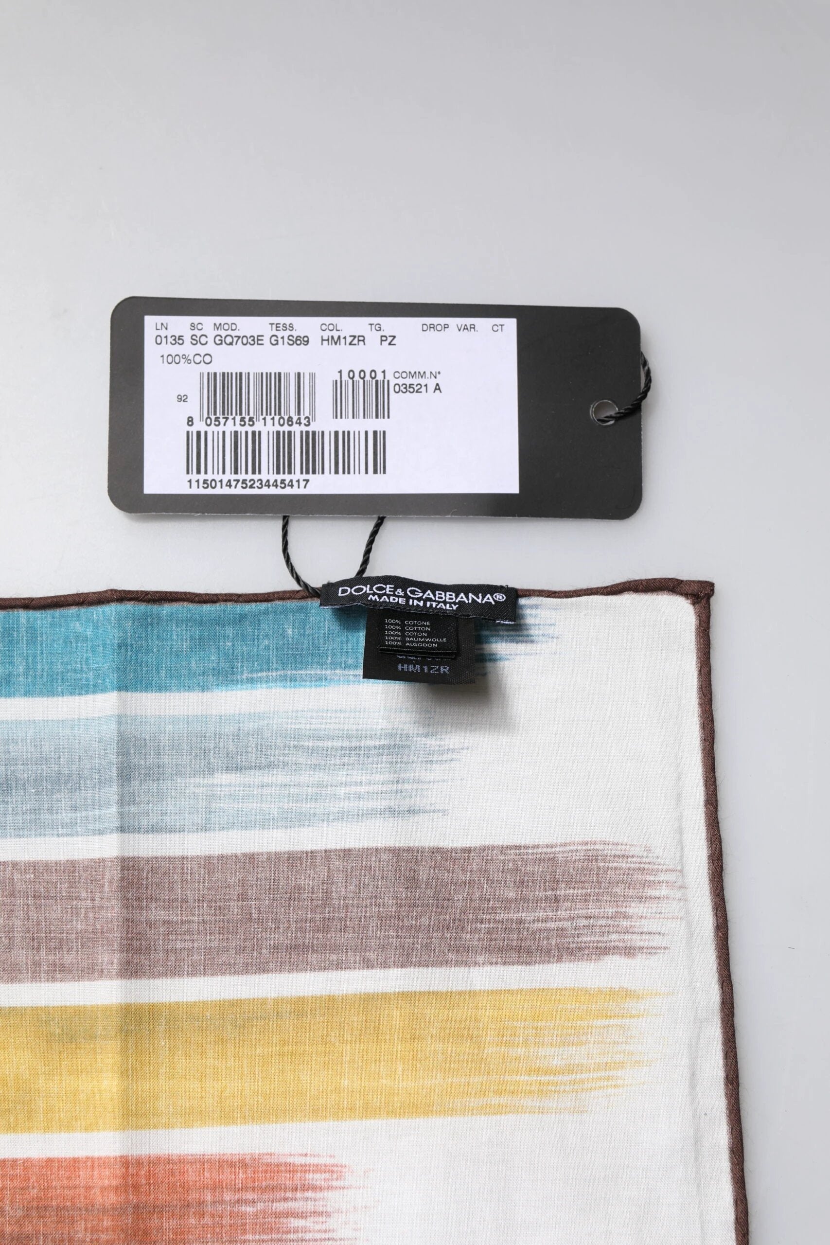Dolce & Gabbana Multicolor Stripes Cotton Square Foulard Scarf by Dolce & Gabbana