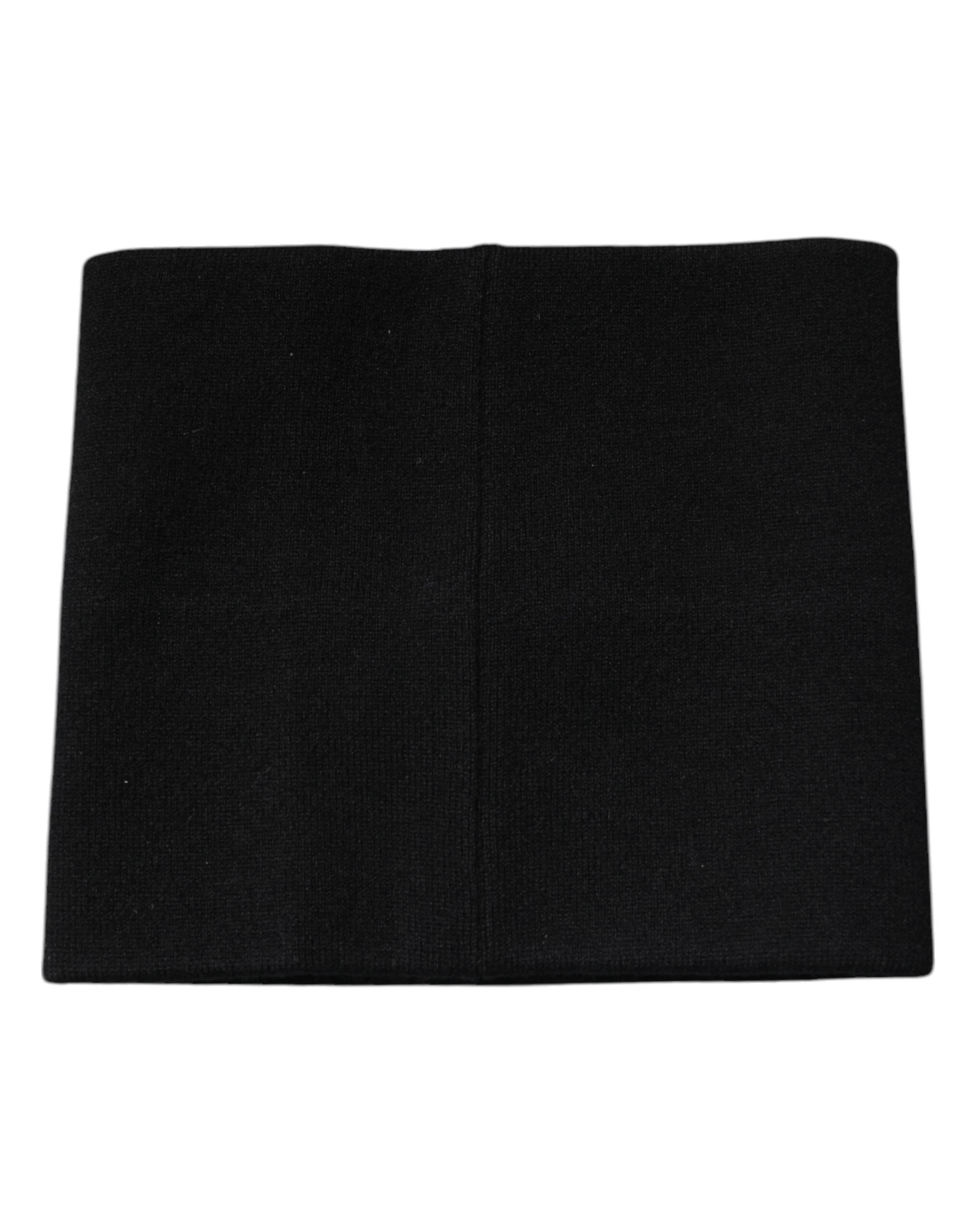 Dolce & Gabbana Black Cashmere Knitted Square Handkerchief Scarf by Dolce & Gabbana