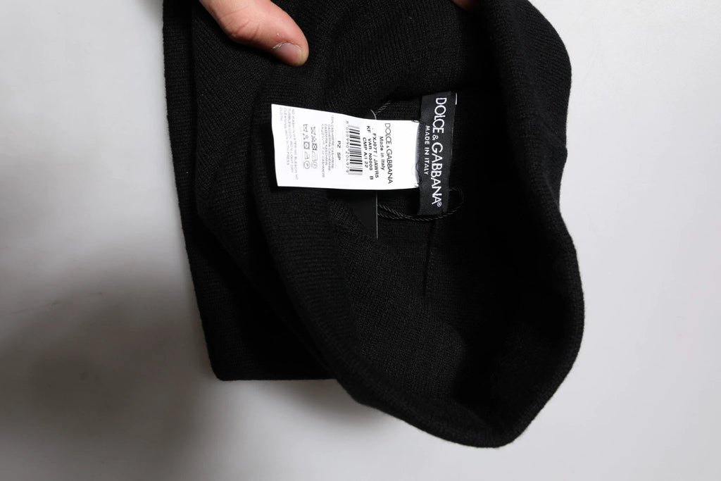 Dolce & Gabbana Black Cashmere Knitted Square Handkerchief Scarf by Dolce & Gabbana